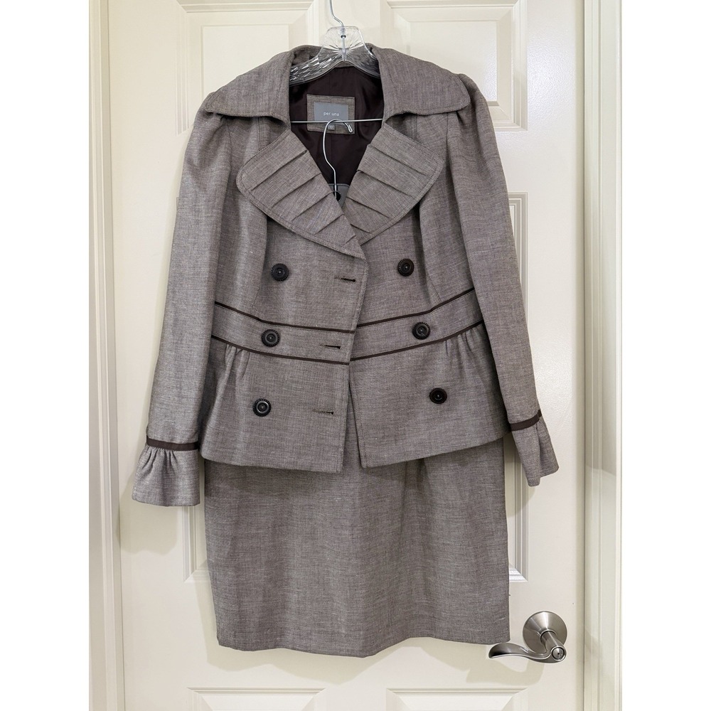per una women linen bllend women 2- piece skirt suits size 12